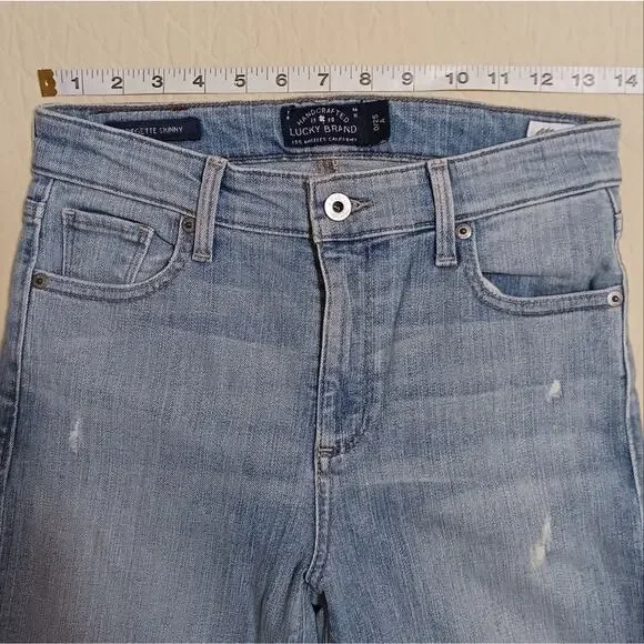 Lucky Brand Bridgette Skinny sz 0/25 light wash distressed - Picture 7 of 13